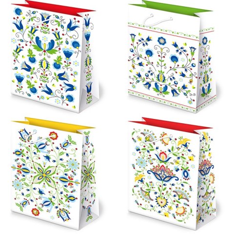 Torebki ozdobne 10szt. T-2L set 55 Folklor Kaszubski 22,5 x 31,5 x 10,8 cm