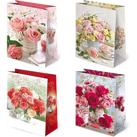 Torebki ozdobne 10szt. T-4L set 119 Kwiaty bukiety 16 x 24 x 7,5 cm