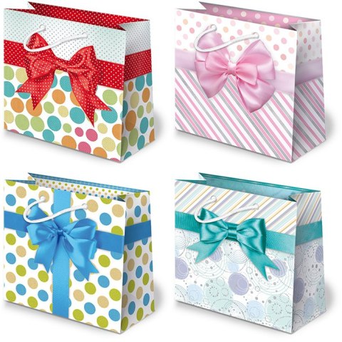 Torebki ozdobne 10szt. T-6L set 17 Kokardy jasne 16,5 x 15,5 x 7 cm