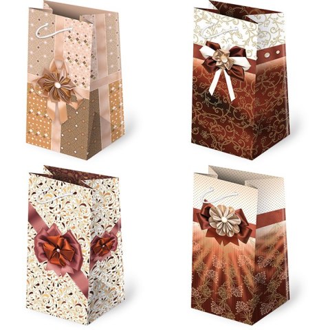 Torebki ozdobne 10szt. T-7L set 99 Kokardy Brązowe 10 x 22 x 6 cm