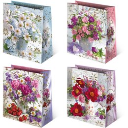 Torebki ozdobne 10szt. T-8L set 148 Kwiaty 20 x 24 x 11 cm