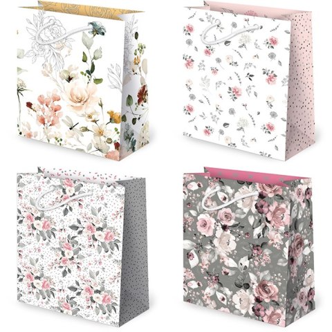 Torebki ozdobne 10szt. TD set 106 Kwiaty 11,2 x 14 x 6,4 cm.