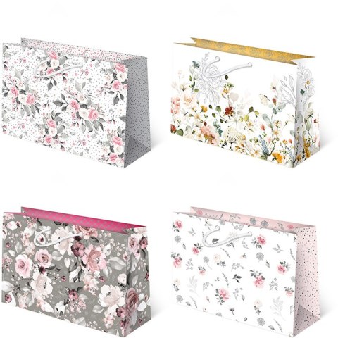 Torebki ozdobne 10szt. TH set 106 Kwiaty 33 x 25,5 x 10 cm.