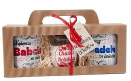 Zestaw dla kochanych dziadków ze świeczką i dwoma kubkami w ozdobnym opakowaniu 