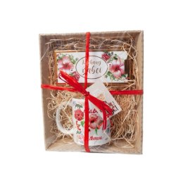 Zestaw prezentowy DLA WYJĄTKOWEJ BABCI - Kubek i czekolada z motywem kwiatu hibiskusa