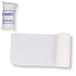 Bandaż elestyczny dziany niejałowy szer.7,5cm. dł.4,5m. biały