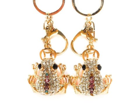 Brelok do kluczy żaba cyrkonie mix kolorów