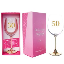Kieliszek do wina 500ml ze złotą nóżką 