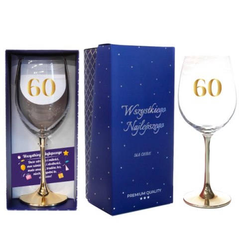 Kieliszek do wina ze złotą nóżką " 60 " 500 ml