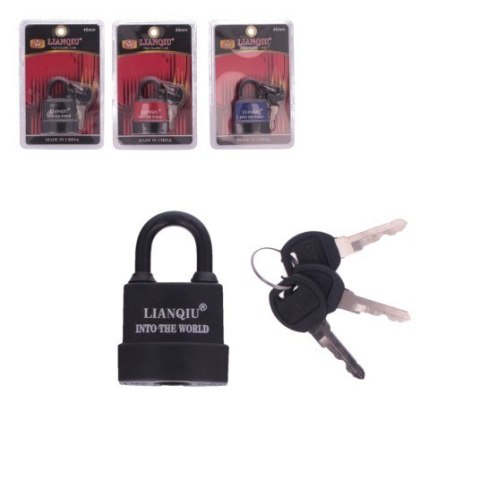 Kłódka stalowa gumowana 3 klucze rozm.45mm