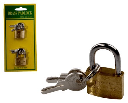 Kłódka złota + 3 klucze kpl. 2 szt. na blistrze