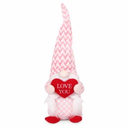 Krasnal Skrzat Walentynkowy, Figurka Siedząca Różowy, z Sercem LOVE ME KSN60