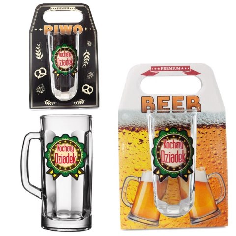 Kufel do piwa w ozdobnym opakowaniu " Kochany Dziadek". 500 ml