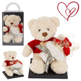 Miś w pudełku z bukietem róż box B-2768