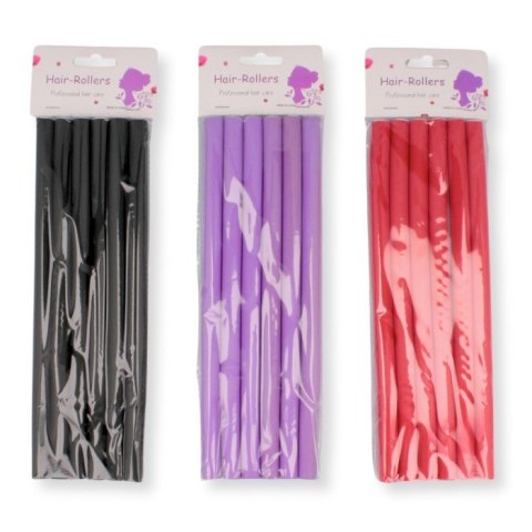 Papiloty wałki gumowe do włosów 6szt. śr.1,4cm. dł.24cm.