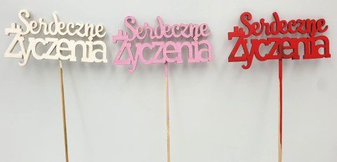 Pik drewniany Serdeczne życzenia 3szt.