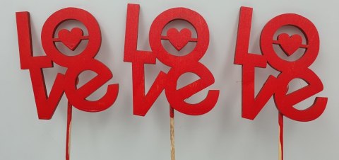 Pik drewniany z napisem "Love" serce 3szt.