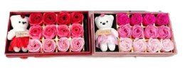 Róże Mydlane z Misiem Zestaw Prezentowy na Walentynki