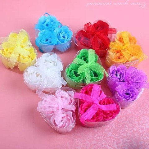 Róże mydlane w pudełku 3 szt. na Walentynki