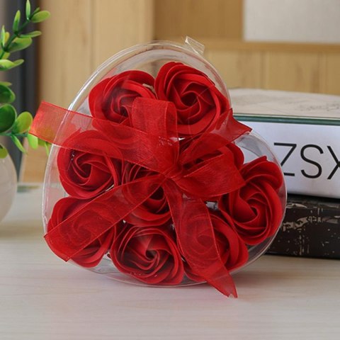 Róże mydlane w pudełku 9 szt. na Walentynki serce