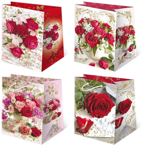 Torebki ozdobne 10szt. T-16L set 120 Czerwone Róże 29 x 42 x 18,5 cm
