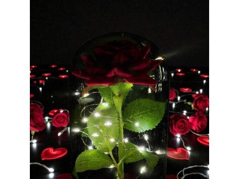 Wieczna róża led w szkle wal812