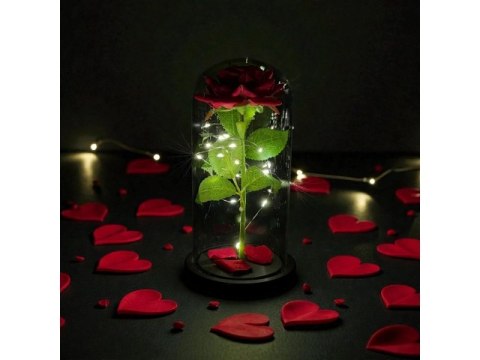 Wieczna róża led w szkle wal812