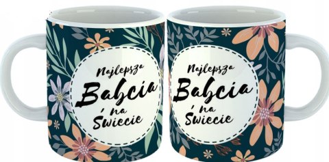 Zestaw kubek + podkładka + ręcznik z haftem na Dzień Babci