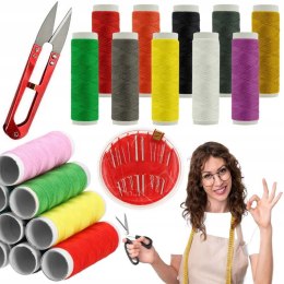 Zestaw nici do szycia ręcznego wyszywania igły nożyczki krawieckie 12 el PID1023