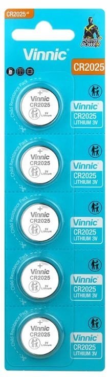 Bateria litowa guzikowa Vinnic CR2025 3V blister 5szt.