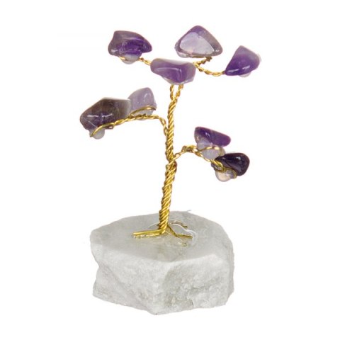 Drzewko szczęścia. 8 kamieni szlachetnych, różne rodzaje. Średnica 4 cm wys. 6 cm.