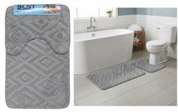 Dywanik kpl łazienkowy (80x50 cm) 2 el. ROMB SZARY DYW-50507C