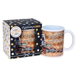 Kubek na urodziny dla mężczyzny (brązowe auto) - Wszystkiego najlepszego - 3309-UR14-WN