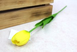 Kwiat TULIPAN gumowy wys. 41 cm (kwiat 4,5 x 3,5 cm) ŻÓŁTY MH-133B