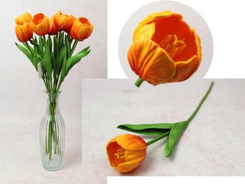 Kwiat TULIPAN piankowy wys. 40 cm (kwiat 5 x 4 cm) POMARAŃCZOWY MZ-482B