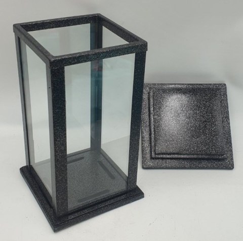 Lampion metalowo szklany KAPLICZKA CZARNY