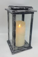 Lampion metalowo szklany KAPLICZKA SREBRO