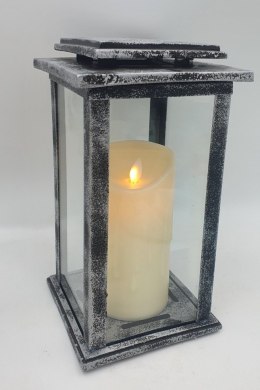 Lampion metalowo szklany KAPLICZKA SREBRO