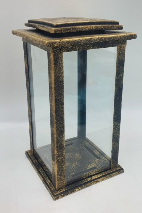 Lampion metalowo szklany KAPLICZKA STARE ZŁOTO