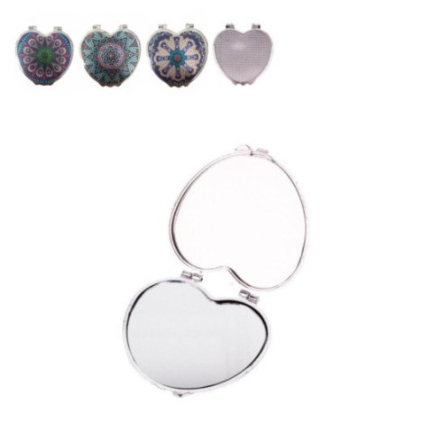 Lusterko kieszonkowe w kształcie serca, wzór "mandala" śr.7 cm 6299-4