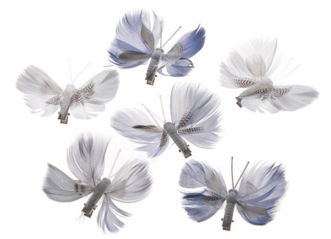 Motyl z piór na klipie 8cm x 6cm 6szt. 173CAN19117_S