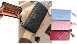 Portfel damski romby z wyszywanymi sercami 20 x 10 x 3 cm mix kolor POC-50513