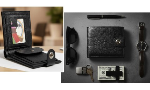 Portfel pionowy męski wzorek 12 x 9 cm POC-50506