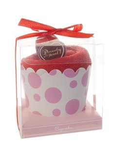 Ręcznik w kształcie muffinki w ozdobnym opakowaniu