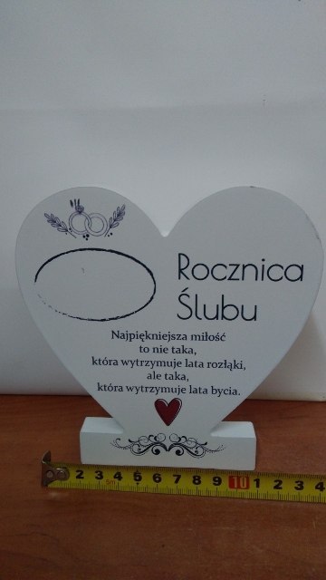 Serce stojące do wypisania 12cm ROCZNICA ŚLUBU