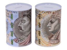 Skarbonka metalowa puszka PLN złoty , 15x10cm
