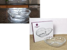 Talerz szklany PATERA SERCE dzielona na trzy 22 x 20 x 3,5 cm SGM-50522