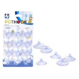 Wieszak przyssawka bezbarwny 12szt. śr.4cm 408542