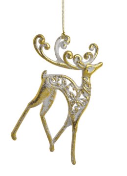 Zawieszka świąteczna z przecierką jeleń z tworzywa sztucznego 7cm x 13cm 9CAN9357_WGLD