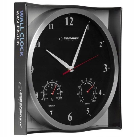 Zegar ścienny na ścianę WASHINGTON czarny EHC008K